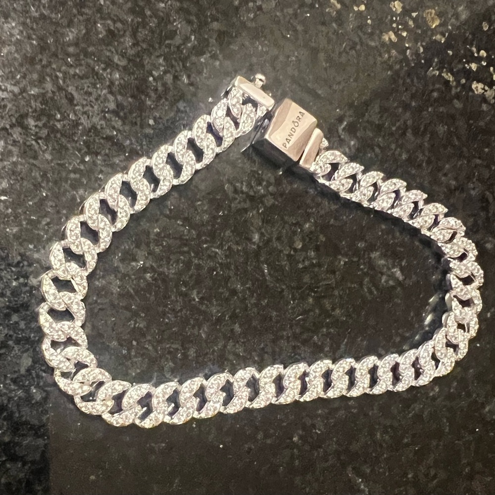 Pandora Pace Cuban Silver Chain Bracelet